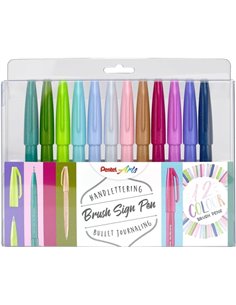 Pentel Brush Sing Pen Pack de 12 Feutres Avec Pointe de Pincel - Lineas Finas ou Gruesas dependiendo de la Presion - Fabricados 