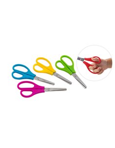 Faibo Ciseaux Escolares Confort 13.5cm - Pointe Ronde - Acier Inoxydable - Empuñadura de Plastico - Couleurs assorties