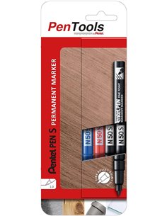 Pentel PenTools Pack de 4 Feutres Permanentes Industriales Pentel Pen N50S - Pointe Conica Résistant et Durable - Trait 1mm - Ré