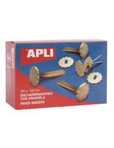 Apli Encuadernadores Metalicos Avec Arandela - 50mm - Incluyen Arandela Pour Embellecer et Evitar Frottements - Boîte de 100 Uni