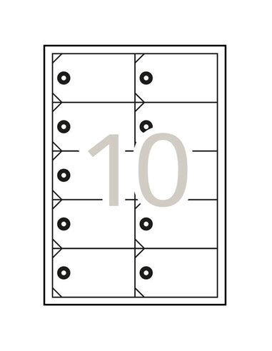 Apli Pack de 100 Étiquettes Colgantes Imprimibles 98x57mm - 10 Feuilles x 10 Étiquettes - Cartulina Microperforada de 200g/m² - 