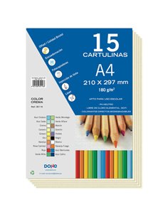 Dohe Pack de 15 Cartulinas A4 de 180gr - Avec PH Neutro - Libres de Cloro Elemental - Couleur Crema