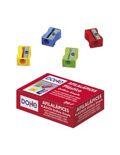 Dohe Boîte de 24 Afilalapices de Plastico Résistant - Forma Rectangulaire - Cuchilla de Acier - Couleurs assorties