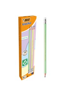 Bic Evolution Pastel Crayon de Grafito Hexagonal Avec Goma - Mina HB Ultrarresistente - Sans Bois - No se Astilla - Couleurs Pas