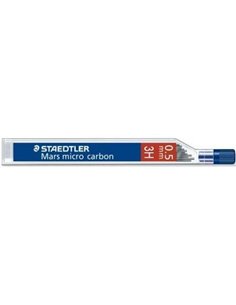 Staedtler Mars Micro Carbone 250 Tubo de 12 Minas de Grafito - Dureza 3H - Trait 0.5mm - Haute résistance