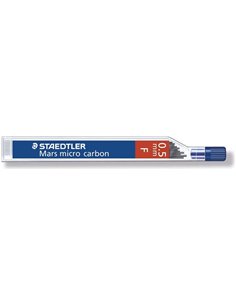 Staedtler Mars Micro Carbone 250 Tubo de 12 Minas de Grafito - Dureza F - Trait 0.5mm - Haute résistance