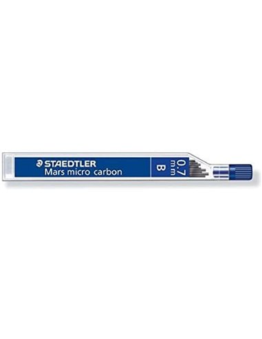 Staedtler Mars Micro Carbone 250 Tubo de 12 Minas de Grafito - Dureza B - Trait 0.7mm - Haute résistance