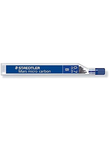 Staedtler Mars Micro Carbone 250 Tubo de 12 Minas de Grafito - Dureza B - Trait 0.7mm - Haute résistance