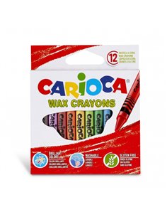 Carioca Pack de 12 Ceras de Couleurs - Lavables - Corps de Ø 8mm - Couleurs assorties