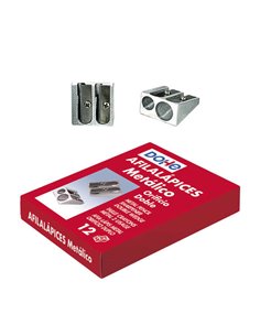 Dohe Boîte de 12 Afilalapices Double de Metal - Forma de Cuña - Cuchilla de Acier Résistant