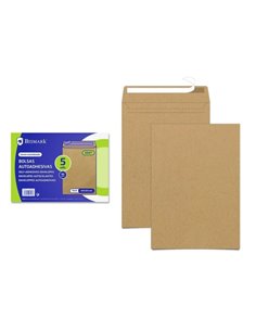 Bismark Pack de 5 Sobres de Papier Kraft 90gr - Dimensions 229x324mm - Fermeture Autoadhesivo - Couleur Marron