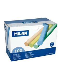 Milan Pack de 100 Tizas - Redondas - No Contienen Caseina - Couleurs assorties