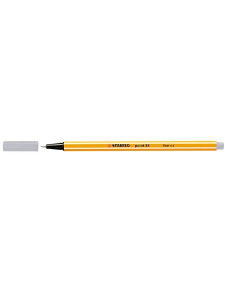 Stabilo Point 88 Feutre de Pointe Fina de Fibre - Trait de 0.4 mm - Encre Avec Base de Eau - Couleur Gris