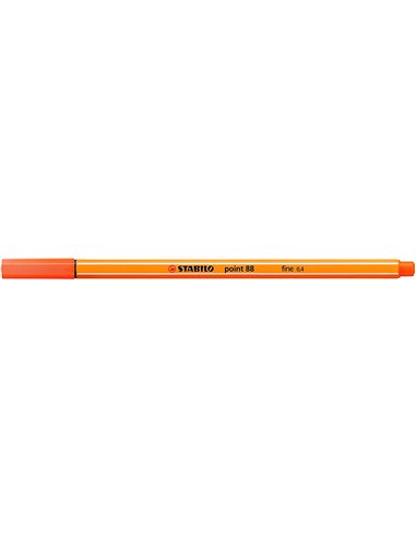 Stabilo Point 88 Feutre de Pointe Fina de Fibre - Trait de 0.4 mm - Encre Avec Base de Eau - Couleur Bermellon Palido