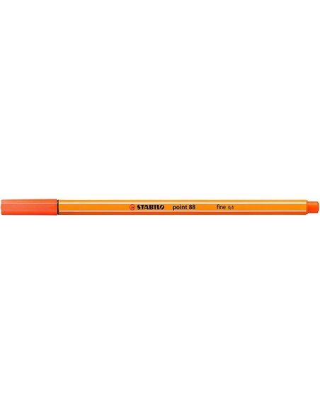 Stabilo Point 88 Feutre de Pointe Fina de Fibre - Trait de 0.4 mm - Encre Avec Base de Eau - Couleur Bermellon Palido