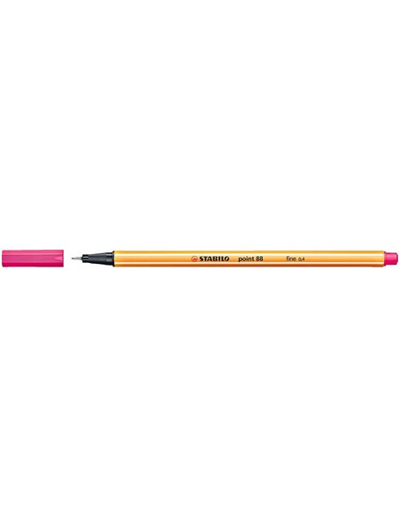 Stabilo Point 88 Feutre de Pointe Fina de Fibre - Trait de 0.4 mm - Encre Avec Base de Eau - Couleur Rose