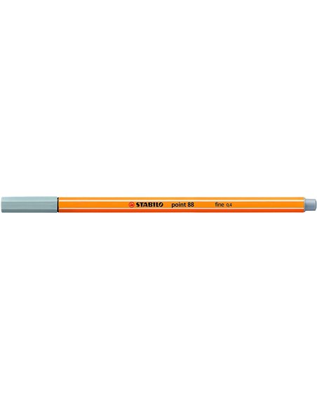 Stabilo Point 88 Feutre de Pointe Fina de Fibre - Trait de 0.4 mm - Encre Avec Base de Eau - Couleur Gris Medio