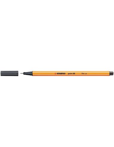 Stabilo Point 88 Feutre de Pointe Fina de Fibre - Trait de 0.4 mm - Encre Avec Base de Eau - Couleur Gris Intenso