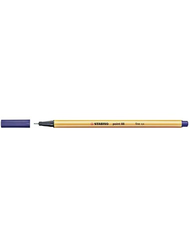 Stabilo Point 88 Feutre de Pointe Fina de Fibre - Trait de 0.4 mm - Encre Avec Base de Eau - Couleur Bleu Noche