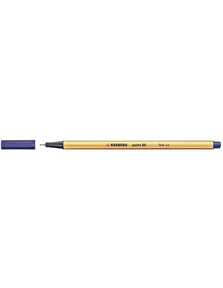 Stabilo Point 88 Feutre de Pointe Fina de Fibre - Trait de 0.4 mm - Encre Avec Base de Eau - Couleur Bleu Noche
