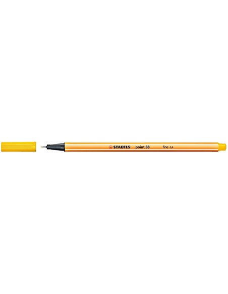 Stabilo Point 88 Feutre de Pointe Fina de Fibre - Trait de 0.4 mm - Encre Avec Base de Eau - Couleur Jaune