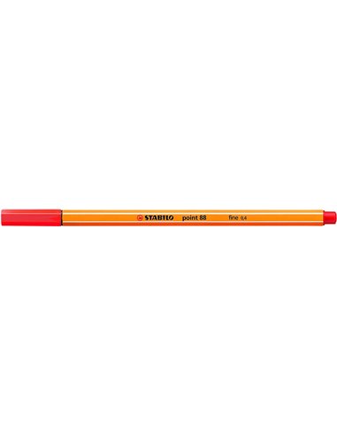 Stabilo Point 88 Feutre de Pointe Fina de Fibre - Trait de 0.4 mm - Encre Avec Base de Eau - Couleur Carmin
