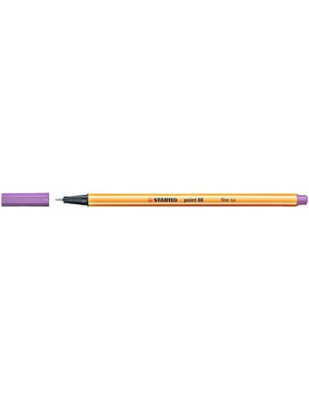 Stabilo Point 88 Feutre de Pointe Fina de Fibre - Trait de 0.4 mm - Encre Avec Base de Eau - Couleur Lila Clair