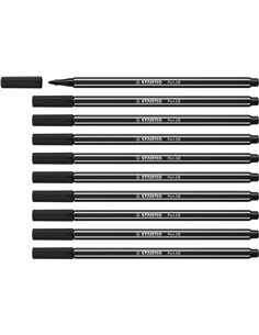 Stabilo Pen 68 Feutre de Pointe de Fibre - Trait de 1mm aprox. - Encre Avec Base de Eau - Couleur Noir