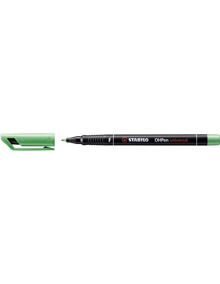 Stabilo OHPen Feutre Permanent - Pointe Fina - Trait de 0.7mm - Agarre Antidérapant - Tapon Ventilado - Couleur Vert