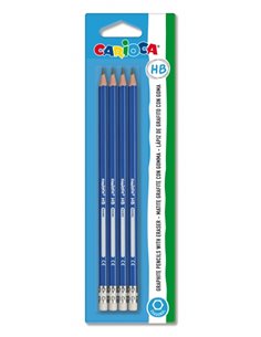 Carioca Tita Pack de 4 Lapices de Grafito HB - Facile de Borrar et Sacar Pointe - Corps Triangular - Mina Résistant à les Caidas