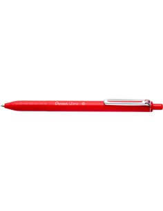 Pentel iZee Stylo à bille de Bola Retractil - Pointe 0.7mm - Trait 0.35mm - Clip de Metal - Couleur Rouge
