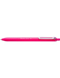 Pentel iZee Stylo à bille de Bola Retractil - Pointe 0.7mm - Trait 0.35mm - Clip de Metal - Couleur Rose