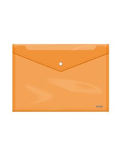 Dohe Sobre Portadocumentos Folio+ - Fermeture de Broche - Polipropileno Cristal Transparent 150 Micras - Couleur Orange