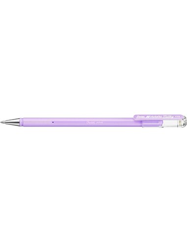 Pentel Hybrid Milky Stylo à bille de Bola - Pointe Fina 0.8mm - Trait 0.4mm - Encre de Gel Opaca - Couleur Violet Pastel