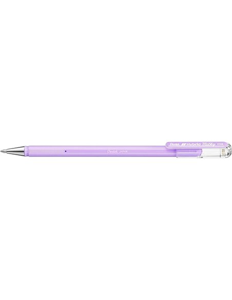 Pentel Hybrid Milky Stylo à bille de Bola - Pointe Fina 0.8mm - Trait 0.4mm - Encre de Gel Opaca - Couleur Violet Pastel