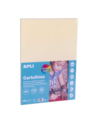 Apli Cartulinas Assorti Pastel A4 170g 50 Feuilles