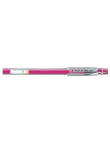 Pilot Stylo à bille de Gel G-Tec C4 - Extra Fino - Rechargeable - Pointe de Bola 0.4mm - Trait 0.2mm - Couleur Rose