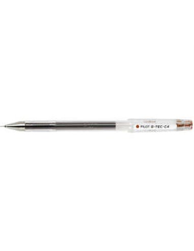 Pilot Stylo à bille de Gel G-Tec C4 - Extra Fino - Rechargeable - Pointe de Bola 0.4mm - Trait 0.2mm - Couleur Marron