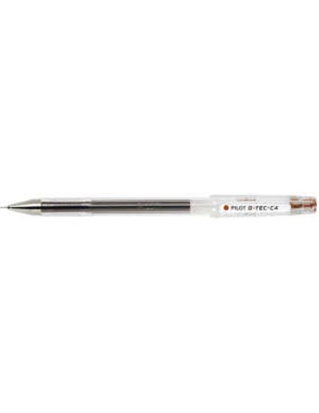 Pilot Stylo à bille de Gel G-Tec C4 - Extra Fino - Rechargeable - Pointe de Bola 0.4mm - Trait 0.2mm - Couleur Marron