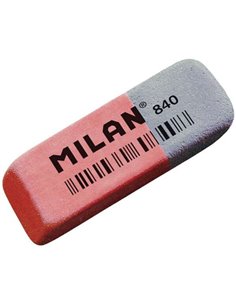 Milan 840 Goma de Borrar Biselada - Double Usage - Flexible - Miga de Pan - Caucho - Couleur Rose/Bleu