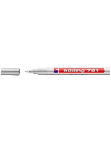 Edding 751 Feutre Permanent - Pointe Ronde - Trait entre 1 et 2 mm. - Encre Opaca - Séchage rapide - Couleur Argent