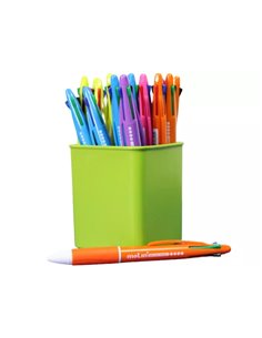 Molin Pack de 25 Boligrafos Retractiles de 4 Couleurs - Pointe de Bola Media - Encre Base de Aceite - Corps de Couleurs assortie