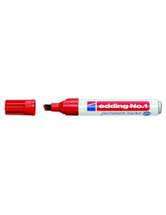 Edding Nº1 Feutre Permanent - Pointe Biselada - Trait entre 1 et 5 mm. - Rechargeable - Séchage Instantaneo - Couleur Rouge