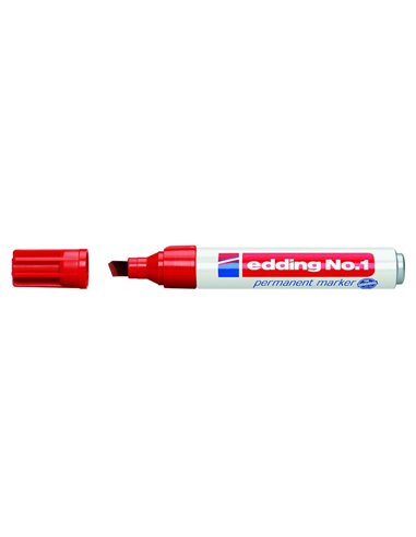 Edding Nº1 Feutre Permanent - Pointe Biselada - Trait entre 1 et 5 mm. - Rechargeable - Séchage Instantaneo - Couleur Rouge