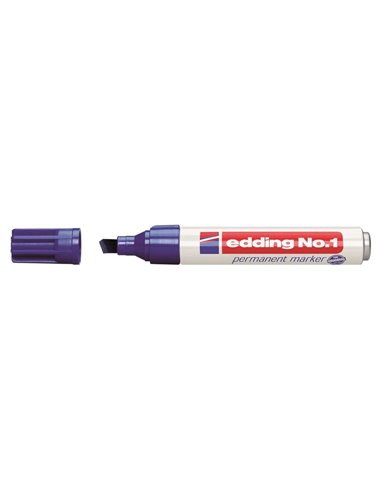 Edding Nº1 Feutre Permanent - Pointe Biselada - Trait entre 1 et 5 mm. - Rechargeable - Séchage Instantaneo - Couleur Bleu