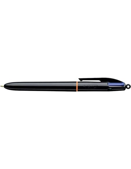Bic 4 Colours Pro Stylo à bille de Bola Retractil - Pointe de 1mm - Trait de 0.4mm - Encre Avec Base de Aceite - Corps Noir - 4 
