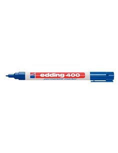 Edding 400 Feutre Permanent - Pointe Ronde - Trait 1 mm. - Rechargeable - Séchage rapide - Couleur Bleu