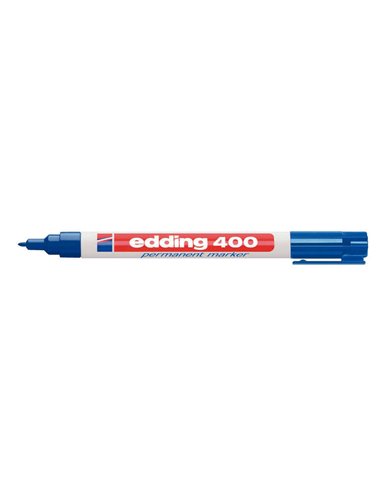 Edding 400 Feutre Permanent - Pointe Ronde - Trait 1 mm. - Rechargeable - Séchage rapide - Couleur Bleu