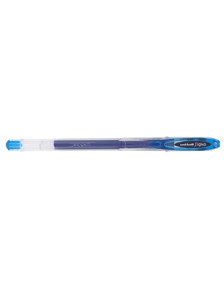 Uni-ball UM-120 Stylo à bille de Encre Gel - Pointe de Bola 0.7mm - Encre Résistant à l'eau et Luz - Couleur Bleu Clair