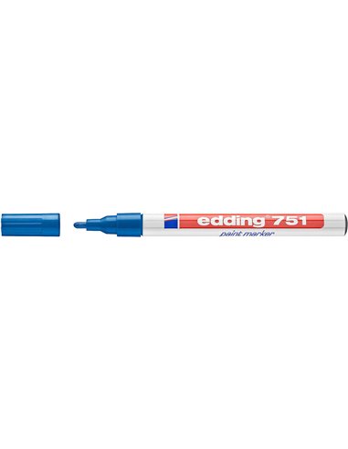 Edding 751 Feutre Permanent - Pointe Ronde - Trait entre 1 et 2 mm. - Encre Opaca - Séchage rapide - Couleur Bleu